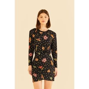 Farm Rio Dot Floral Terry Mini Dress